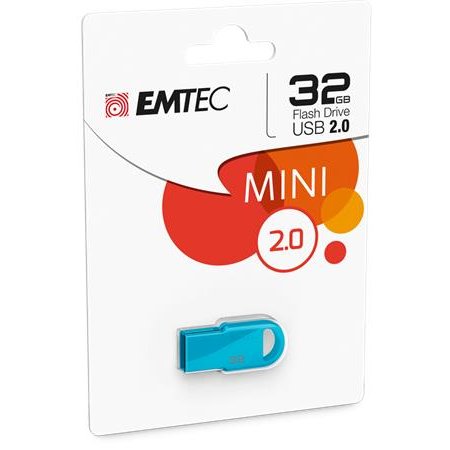 USB kľúč, 32GB, USB 2.0, EMTEC "D250 Mini", modrá