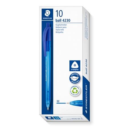 Guľôčkové pero, 0,5 mm, stláčací mechanizmus, STAEDTLER "Ball 423 M", modrá