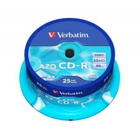 CD-R disk, Jewelcase, AZO, 700MB, 52x, 25 ks, cake box, VERBATIM "DataLife Plus"