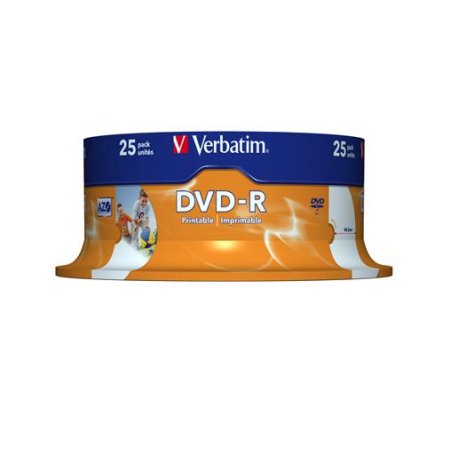 DVD-R disk, potlačiteľný, matný, ID, 4,7GB, 16x, 25 ks, cake box, VERBATIM