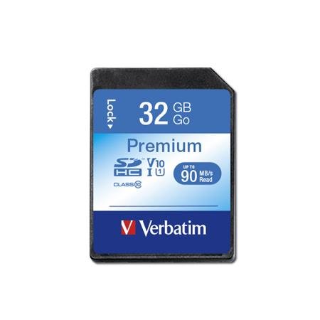 Pamäťová karta, SDHC, 32GB, C1L0/U1, 90/10 MB/s, VERBATIM "Premium"