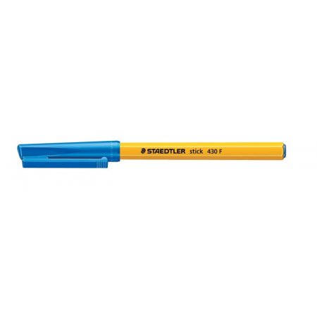 Guľôčkové pero, 0,3 mm, s vrchnákom, STAEDTLER "Stick 430 F", modré