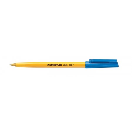 Guľôčkové pero, 0,3 mm, s vrchnákom, STAEDTLER "Stick 430 F", modré