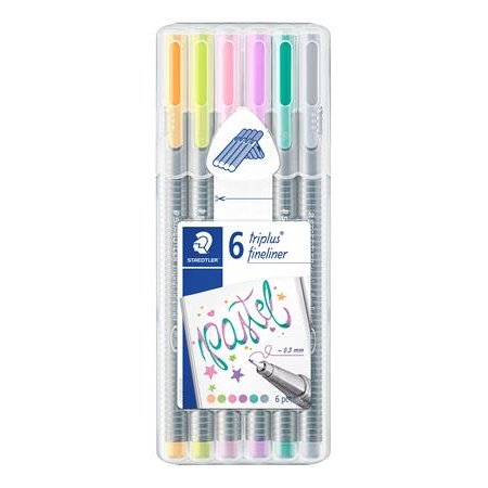 Liner, sada, 0,3 mm, STAEDTLER "Triplus Pastel 334", 6 pastelových farieb