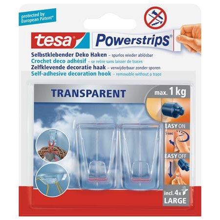 Odnímateľný nástenný háčik, TESA "Powerstrips®", priesvitný