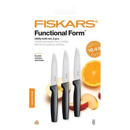 Set univerzálnych nožov, 11 cm, FISKARS "Functional Form", čierna