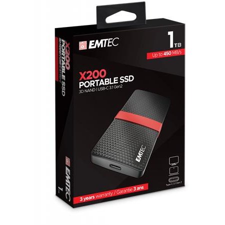 SSD (vonkajšia pamäť), 1TB, USB 3.2, 420/450 MB/s, EMTEC "X200"