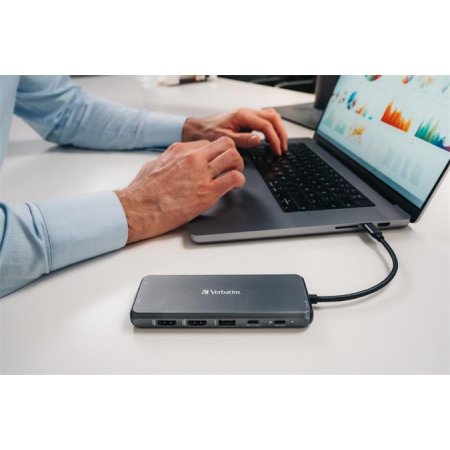 USB HUB, USB-C PD/2xHDMI/VGA/LAN/3xUSB/USB-C/2xUSB 2.0/SD/mSD/3,5jack VERBATIM