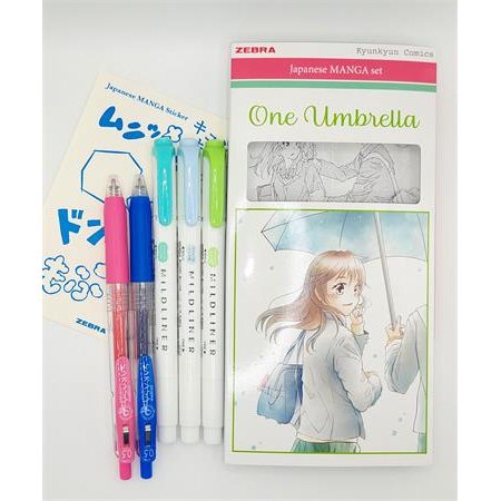 Sada písacích potrieb, ZEBRA "Manga Set, One Umbrella", 5-kusová