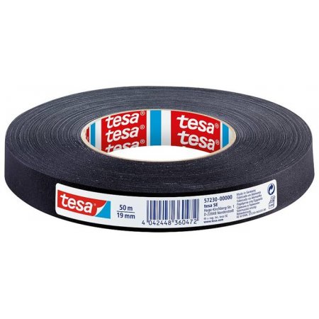 Lepiaca páska, spevnená textilom, 19 mm x 50 m, TESA "Extra Power", čierna