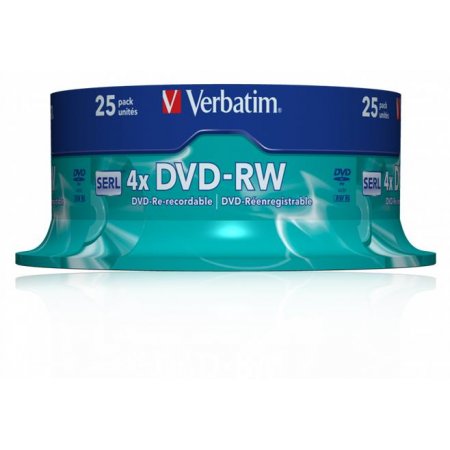 DVD-RW disk prepisovateľný, 4,7GB, 4x, 25 ks, cake box, VERBATIM