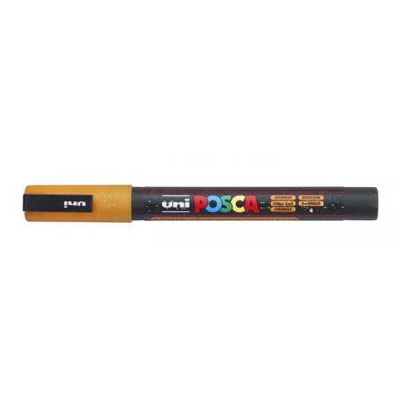 Dekoračný popisovač, 0,9-1,3 mm, UNI"Posca PC-3ML", lesklá oranžová