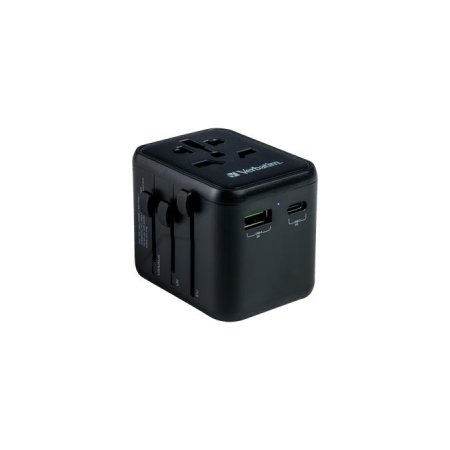 Cestovný adaptér, univerzálny, USB-A(QC 3.0)/USB-C(PD20W)2xUSB, VERBATIM "UTA-02"