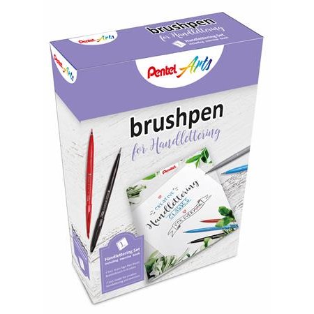 Kaligrafické štetce, sada, PENTEL "Brush Sign", 4 rôzne farby