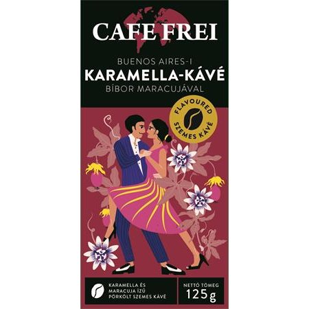 Káva, pražená, zrnková, 125 g, CAFE FREI "Buenos Aires karamel" s fialovou marakujou