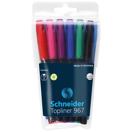 Liner, 0,4 mm, SCHNEIDER "Topliner 967", 6 rôznych farieb