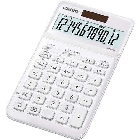 Kalkulačka, stolová, 12-miestna, CASIO "JW 200SC", biela