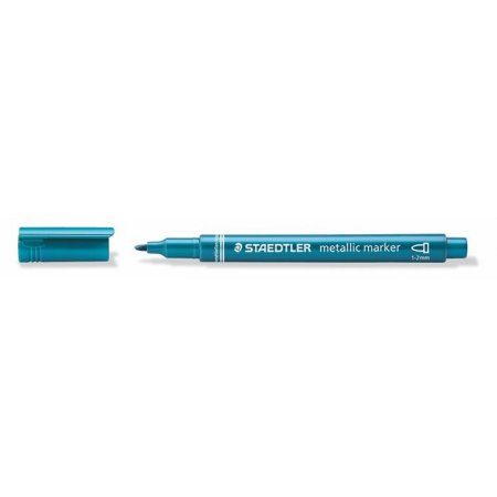 Dekoračný popisovač, 1-2 mm, kužeľový hrot, STAEDTLER "8323", kovovo modrý