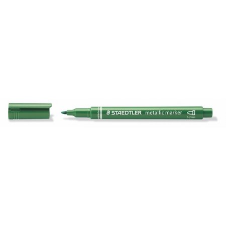 Dekoračný popisovač, 1-2 mm, kužeľový hrot, STAEDTLER "8323", kovovo zelený