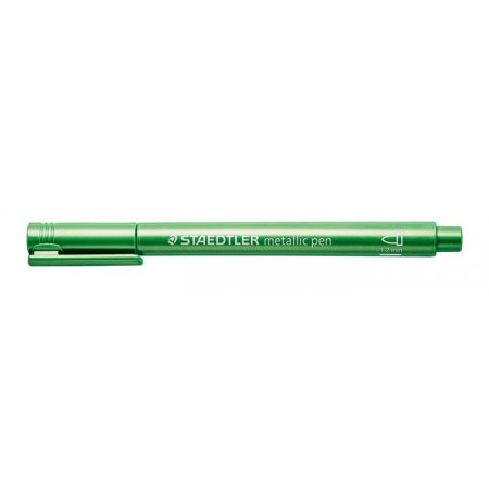 Dekoračný popisovač, 1-2 mm, kužeľový hrot, STAEDTLER "8323", kovovo zelený