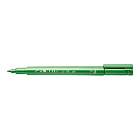 Dekoračný popisovač, 1-2 mm, kužeľový hrot, STAEDTLER "8323", kovovo zelený