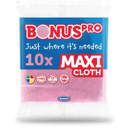 Čistiaca utierka, univerzálna, 10 ks, BONUS "Professional Maxi", pink