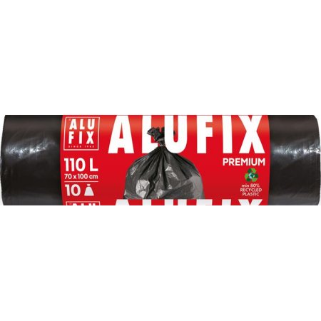 Vrecia na odpadky, extra silné, 110 l, 10 ks, 70x110 cm, 33 µ, ALUFIX, čierna