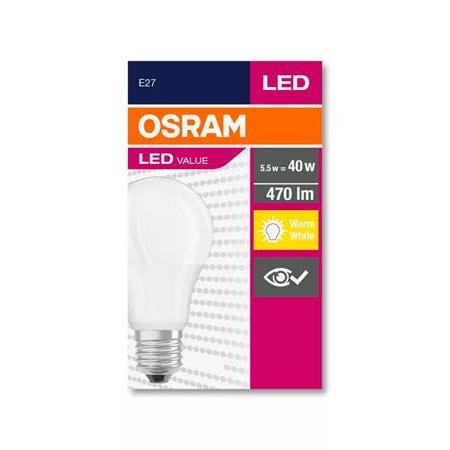 LED žiarovka, E27, guľa, A60, 5W, 470lm, 2700K (MF), OSRAM "Value"