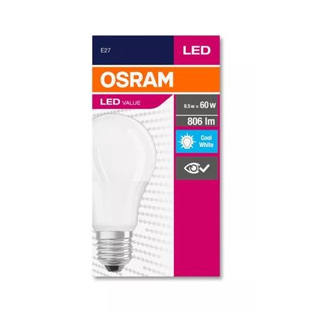 LED žiarovka, E27, guľa, A60, 8,5W, 806lm, 4000K (HF), OSRAM "Value"