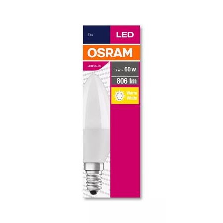 LED žiarovka, E14, sviečka, B38, 7W, 806 lm, 2700 K (MF), OSRAM "Value"