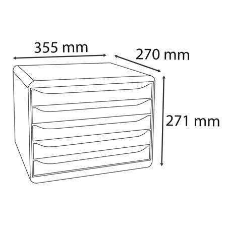 Box na dokumenty, plast, 5 zásuviek, EXACOMPTA "BIigBox Glossy", čierny-biely