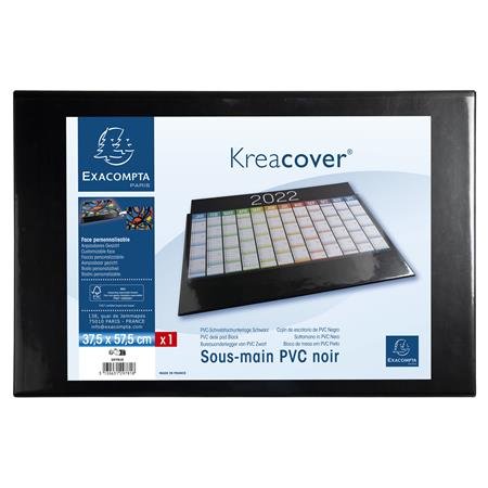 Podložka na stôl, PVC, 375x575 mm, EXACOMPTA "KreaCover®", čierna