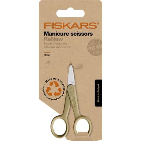 Nožnice na manikúru, 11 cm, FISKARS "ReNew", prírodné